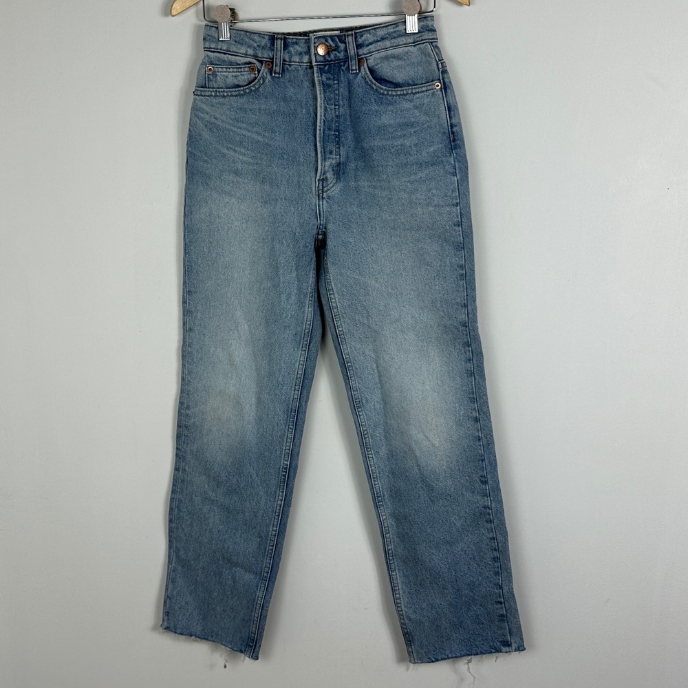 Doen Jeans Womens Sz 25 Diana Cap Ferrat Blue Raw Hem NEW Denim Button Fly Boho